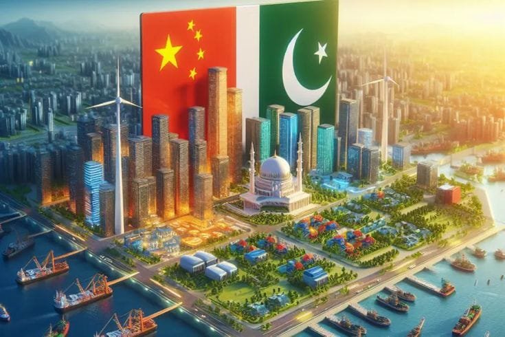 Ilustrasi atau foto representatif proyek smart city hasil kerja sama teknologi antara Pakistan dan Tiongkok, menunjukkan kemitraan internasional yang kuat