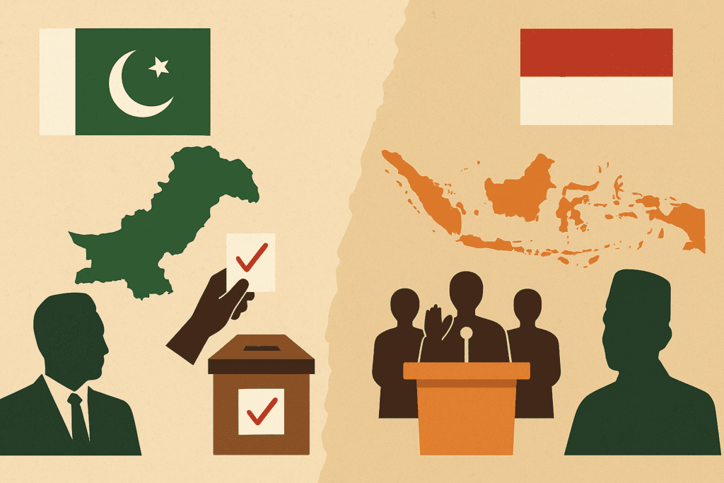 Ilustrasi evolusi sistem pemilu Pakistan dan Indonesia, dua negara Muslim terbesar