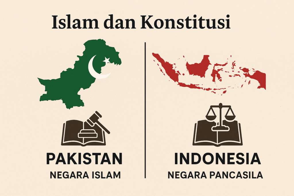 Ilustrasi peran Islam dalam sistem konstitusi Indonesia dan Pakistan
