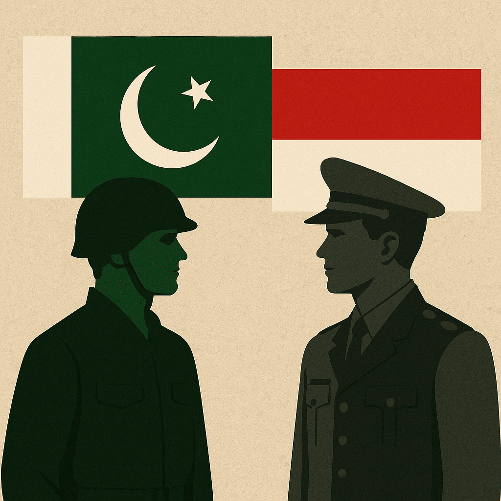 Pakistan dan Indonesia terkait peran militer dalam politik.