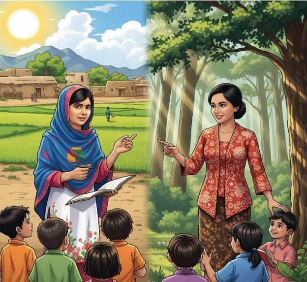 Gita Syahrani bersama anak-anak Suku Dayak di program Sekolah Rimba Digital, pendidikan inklusif