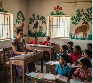 Guru perempuan Pakistan mengajar murid-murid di kelas, menyoroti tantangan dan pemberdayaan