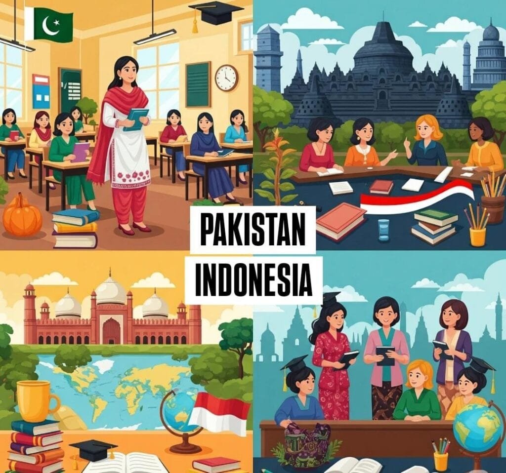 Sekelompok anak perempuan berseragam sekolah Indonesia berjalan dengan semangat di daerah pedesaan, menggambarkan akses pendidikan di wilayah 3T