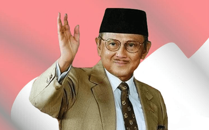 Potret BJ Habibie, Presiden ketiga Republik Indonesia, tampak karismatik