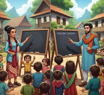 Mahasiswa Indonesia Pakistan mengajar membaca anak-anak di desa terpencil sebagai bagian dari gerakan literasi