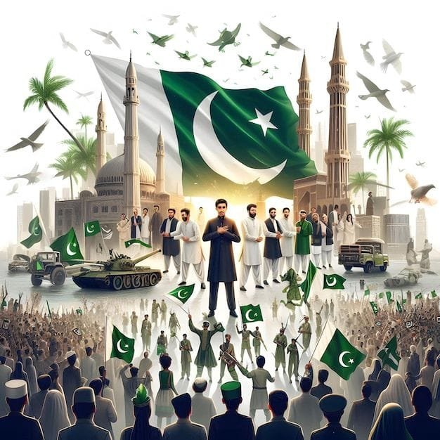 Ilustrasi kedatangan Muhammad bin Qasim membawa Islam ke Pakistan pada abad ke-8