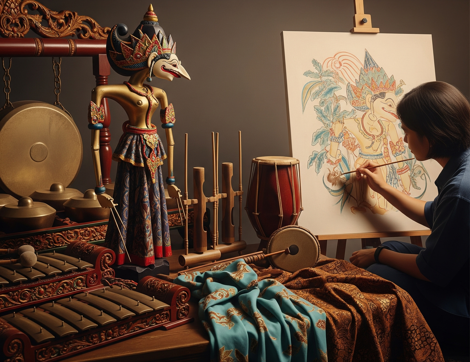 Seorang perempuan sedang membatik dengan detail, menunjukkan fokus dan ketenangan yang didapat dari terapi seni