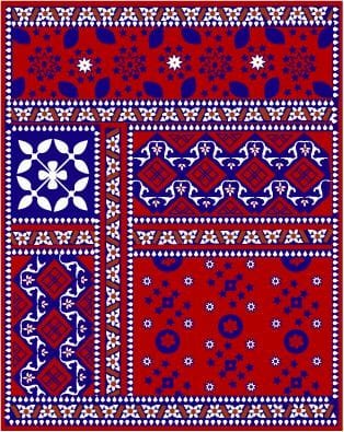 Kain Ajrak tradisional Pakistan dengan pola geometris yang dicetak tangan