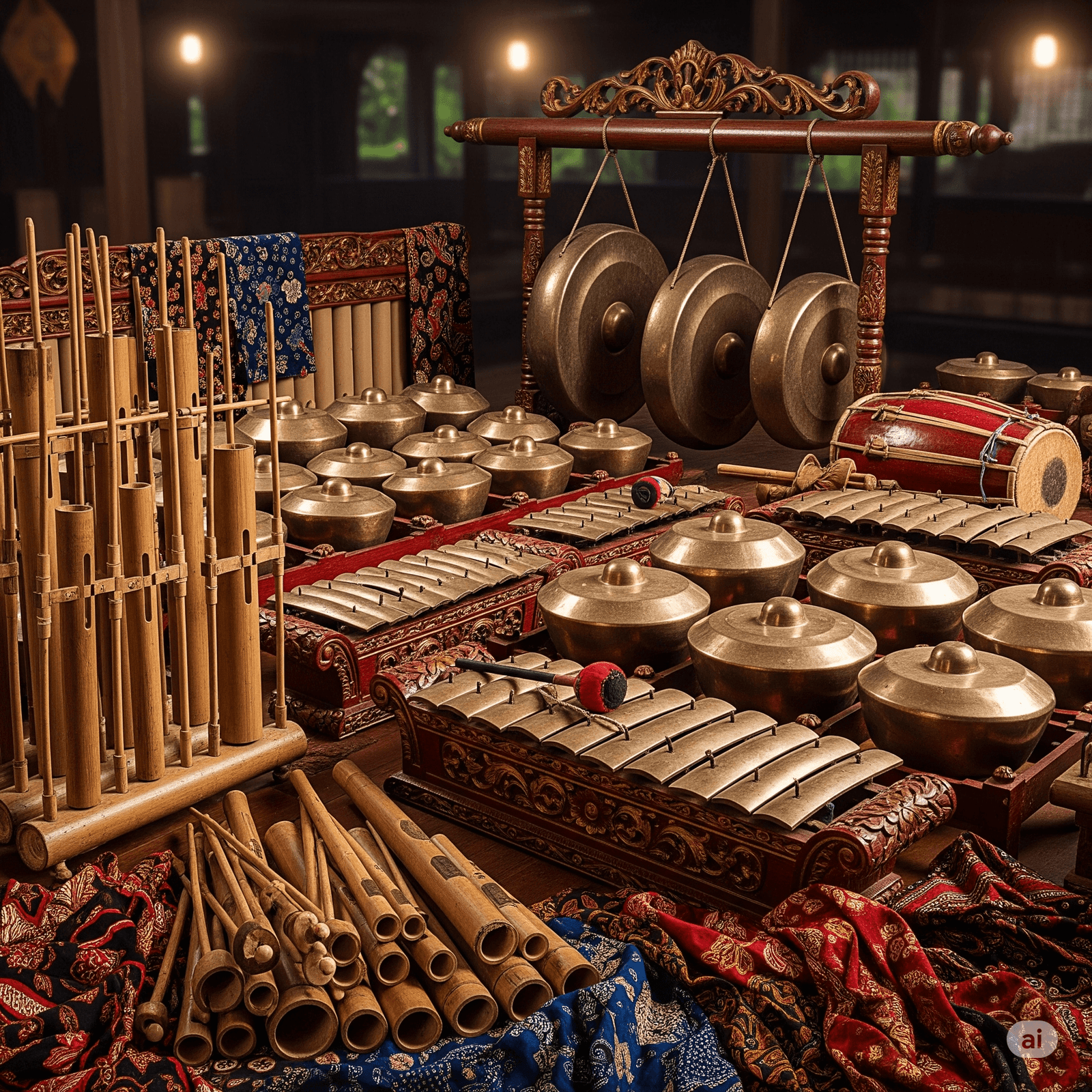 Perbandingan dua budaya musik: Gamelan dari Indonesia yang melambangkan harmoni kolektif dan