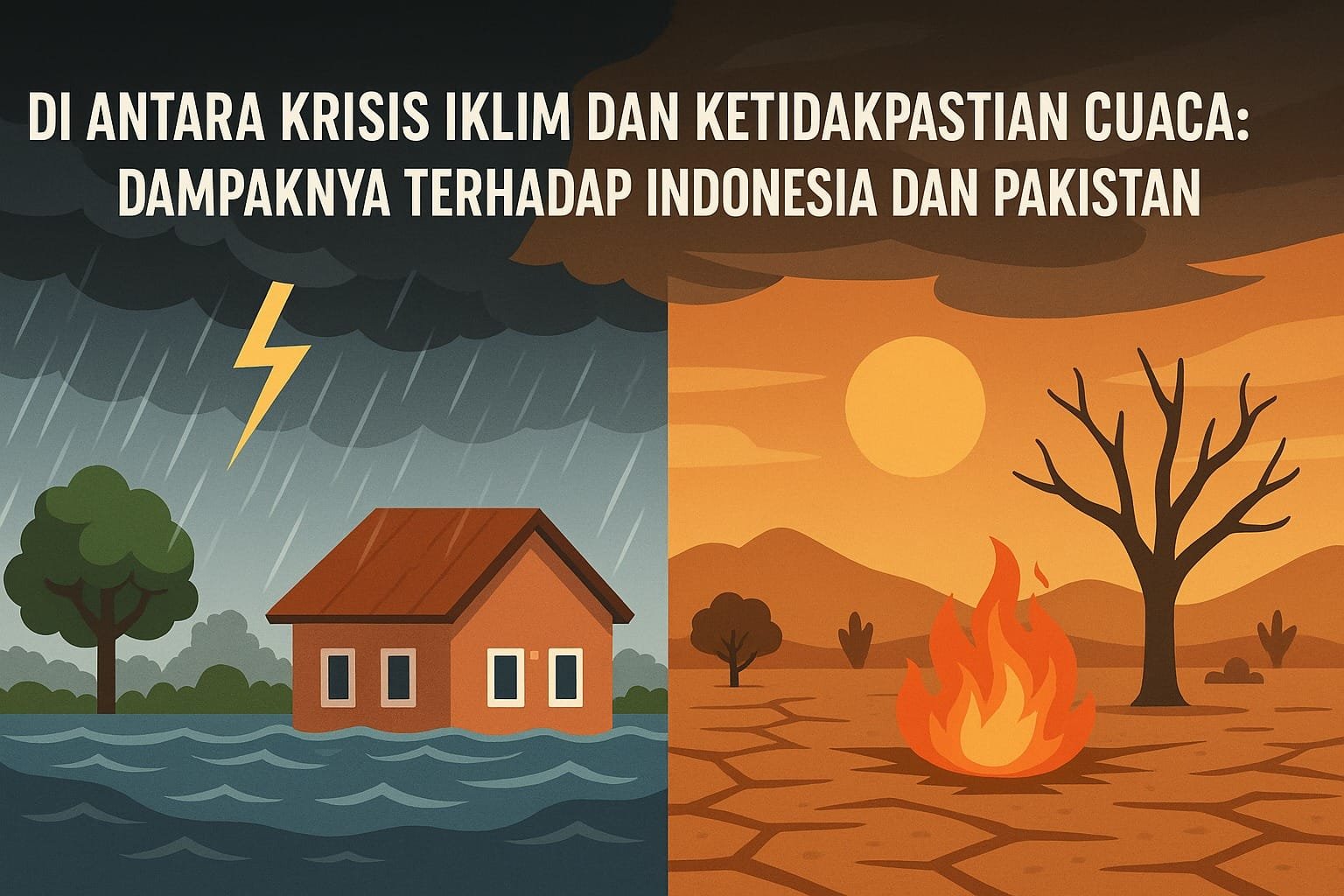 Pemandangan udara deforestasi hutan di Indonesia yang diganti dengan perkebunan kelapa sawit, penyebab pemanasan global