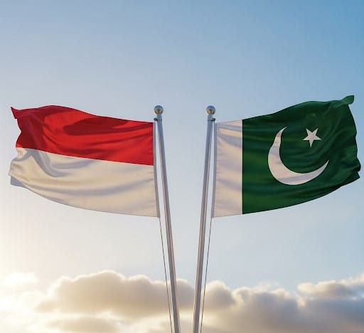 Ilustrasi bendera dari Indonesia dan Pakistan