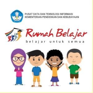 Ilustrasi seorang anak di Indonesia dan Pakistan sedang belajar menggunakan tablet dan laptop, melambangkan literasi digital