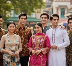 mahasiswa dari Indonesia dan mahasiswa dari Pakistan, berinteraksi di lingkungan kampus, melambangkan kerja sama pendidikan