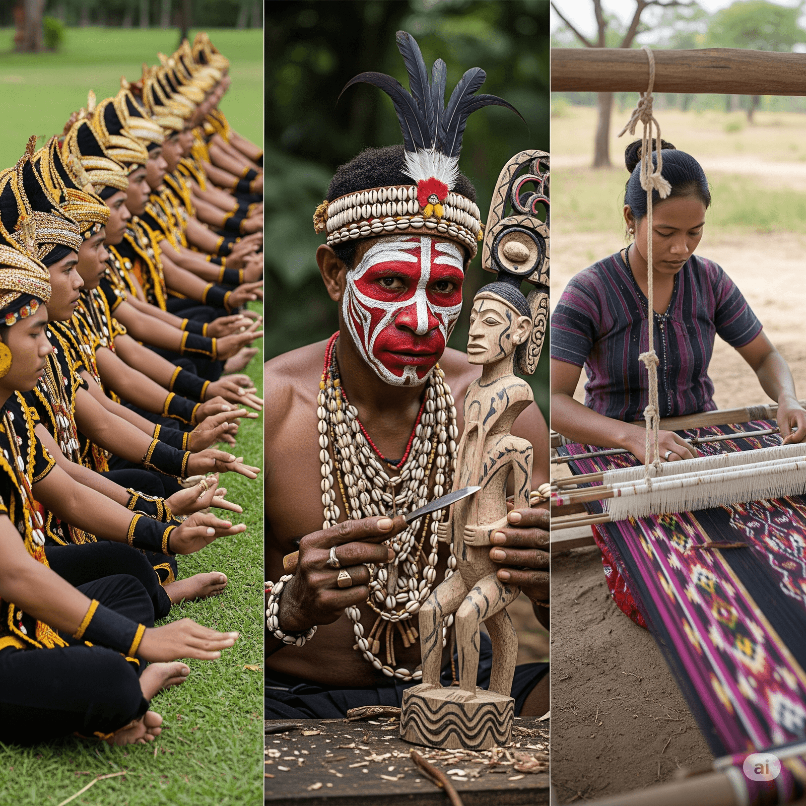 Sekelompok penari sedang menampilkan Tari Saman, seni tradisional yang menjadi simbol persatuan suku Gayo di Aceh