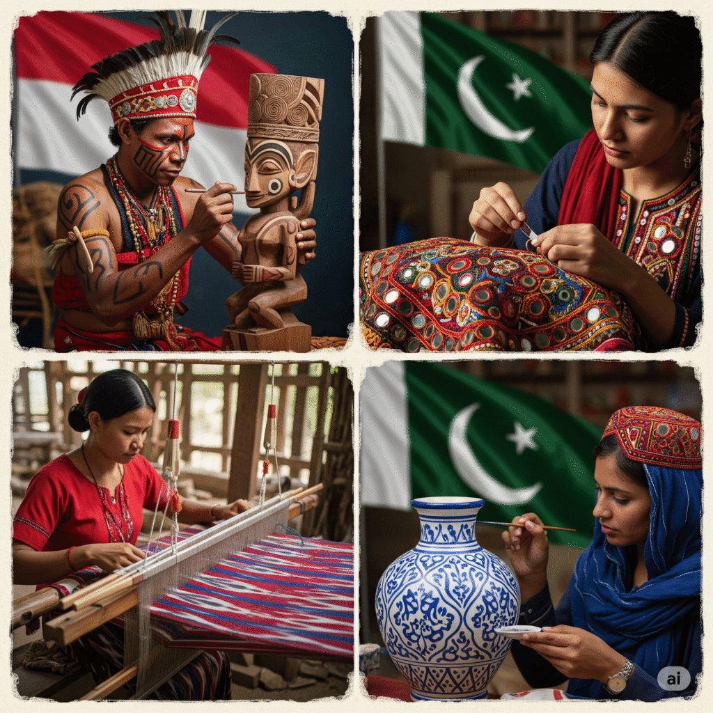 Sebuah ukiran kayu Asmat yang rumit, menggambarkan seni spiritual suku Asmat di Papua