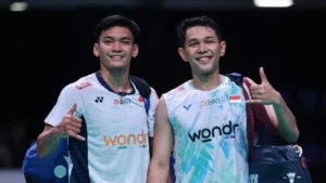 Ganda putra Indonesia Fajar Alfian/Muhammad Shohibul Fikri sukses melaju ke final Denmark Open 2025 (Ambisius News)