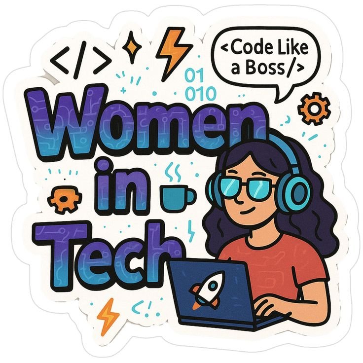 Women In Tech – Code Like A Boss _ Girl Coder Laptop Geek Chic Sticker.jpg